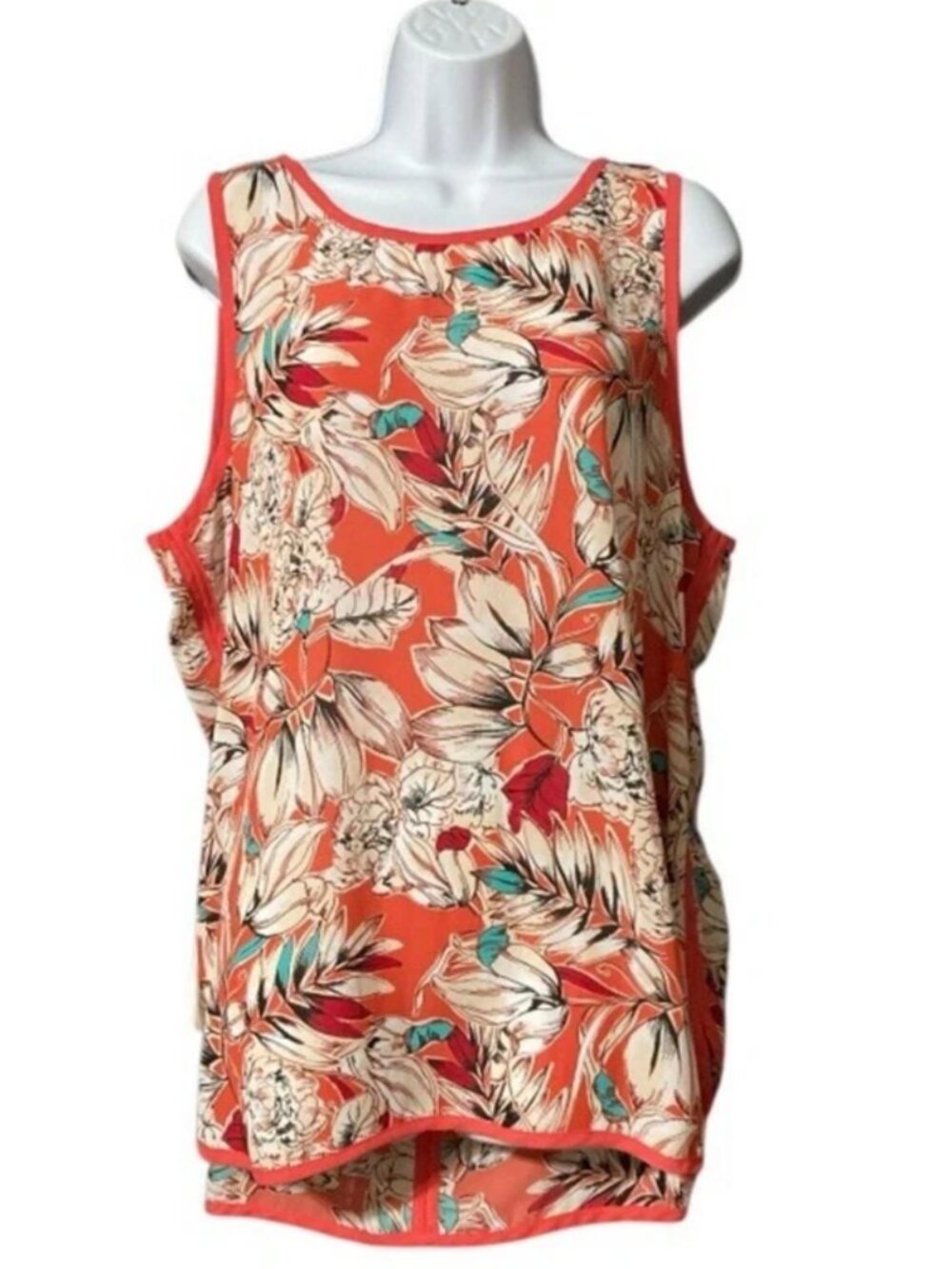 Women Liz Claiborne Pink Floral Design Polyester Sleeveless Pullover Blouse XL - Picture 6 of 8